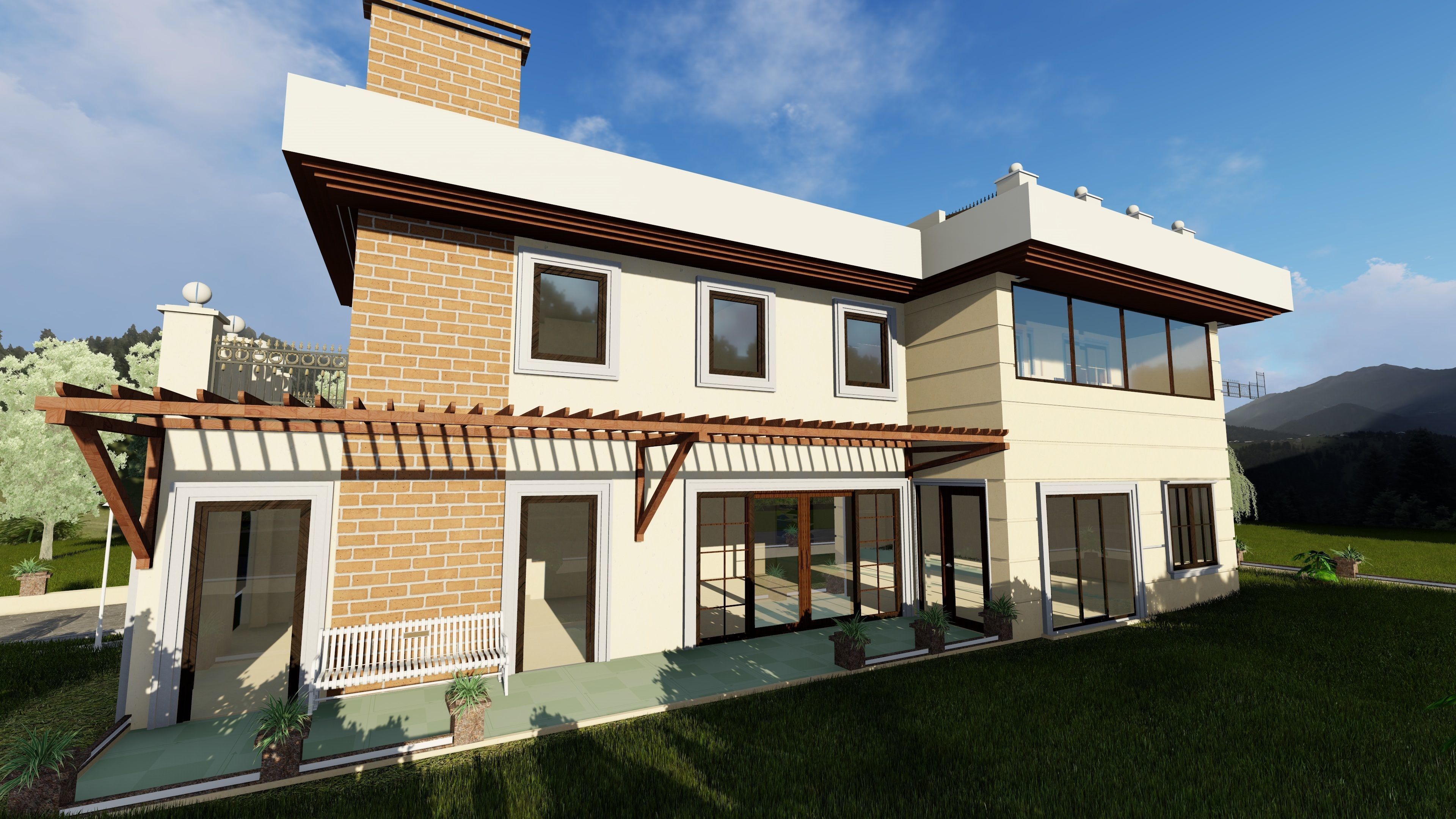 VILLA HOUSE Low-poly 3D model_4