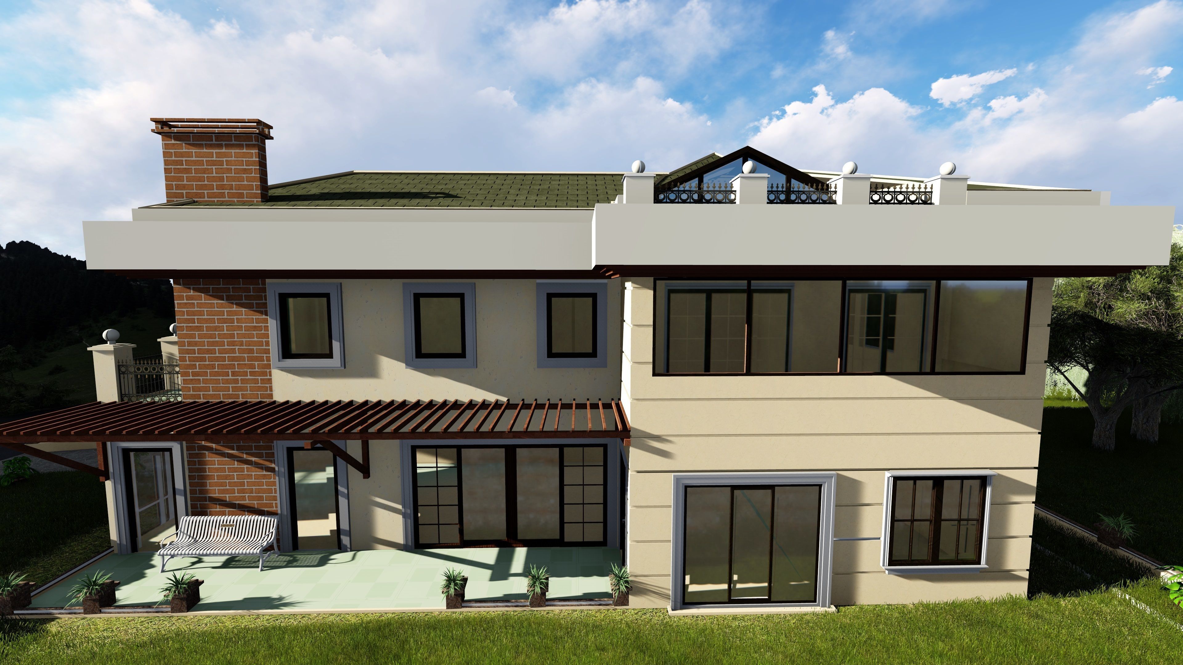 VILLA HOUSE Low-poly 3D model_1