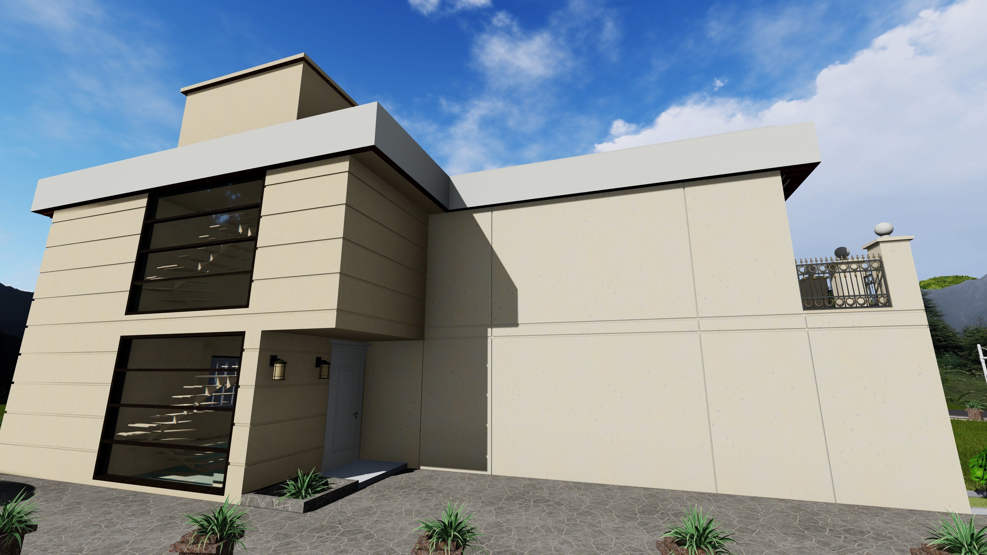 VILLA HOUSE Low-poly 3D model_3