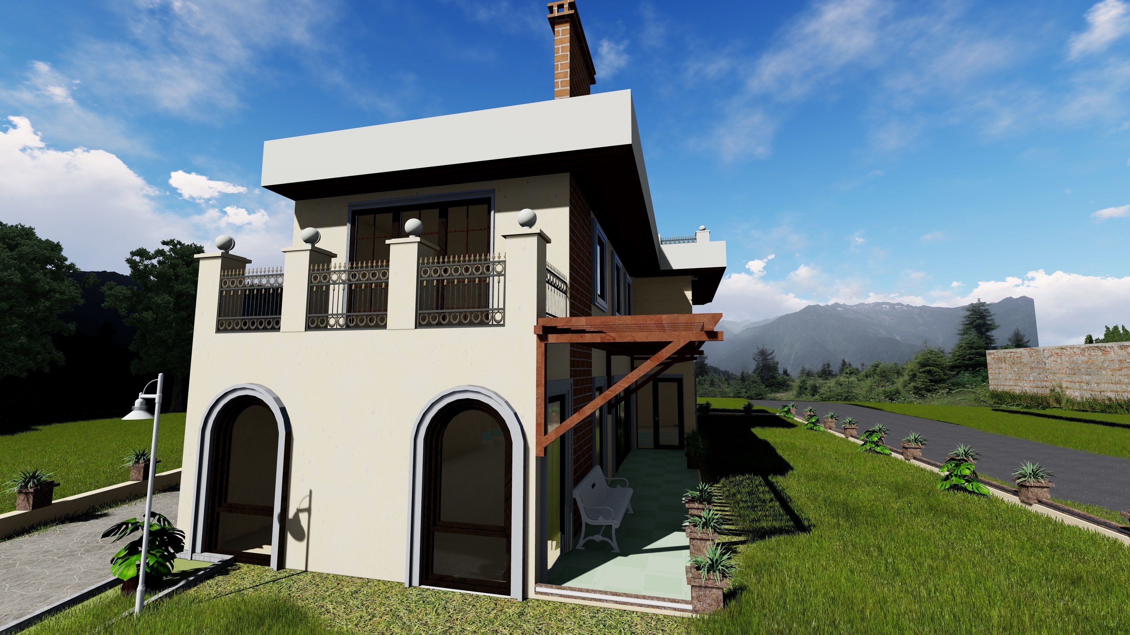 VILLA HOUSE Low-poly 3D model_2