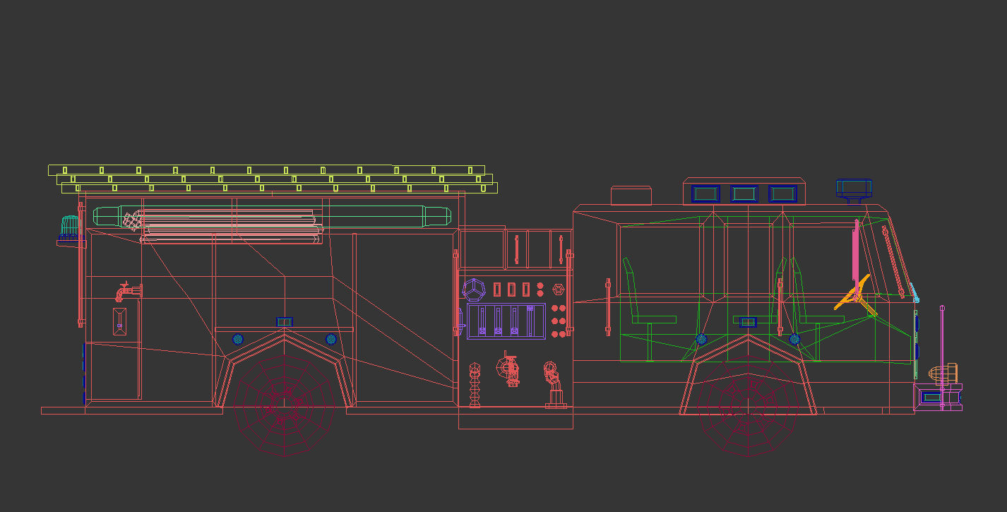 Low Poly Fire Truck 04 Low-poly 3D model_15