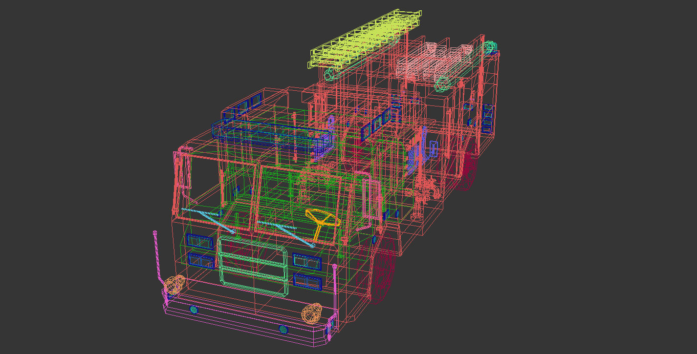 Low Poly Fire Truck 04 Low-poly 3D model_13