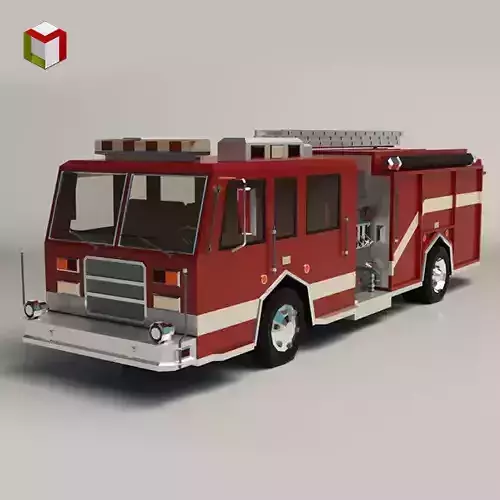 Low Poly Fire Truck 04 Low-poly 3D model