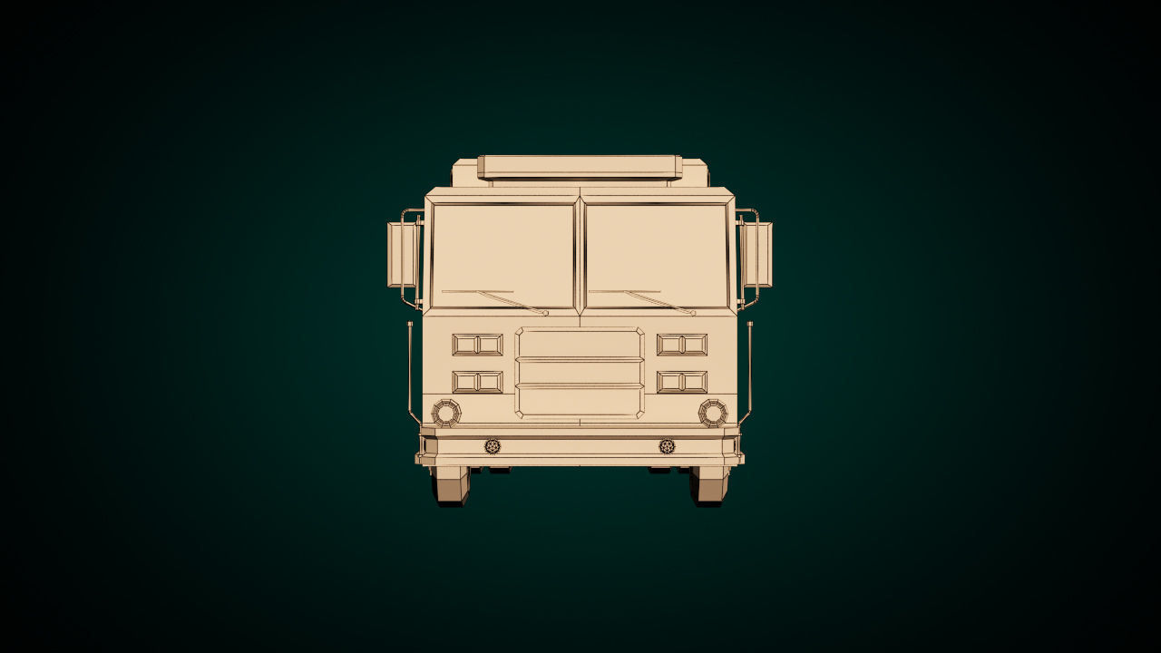 Low Poly Fire Truck 04 Low-poly 3D model_9