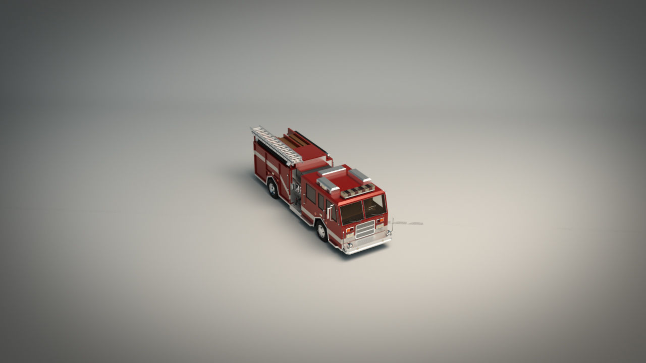 Low Poly Fire Truck 04 Low-poly 3D model_5