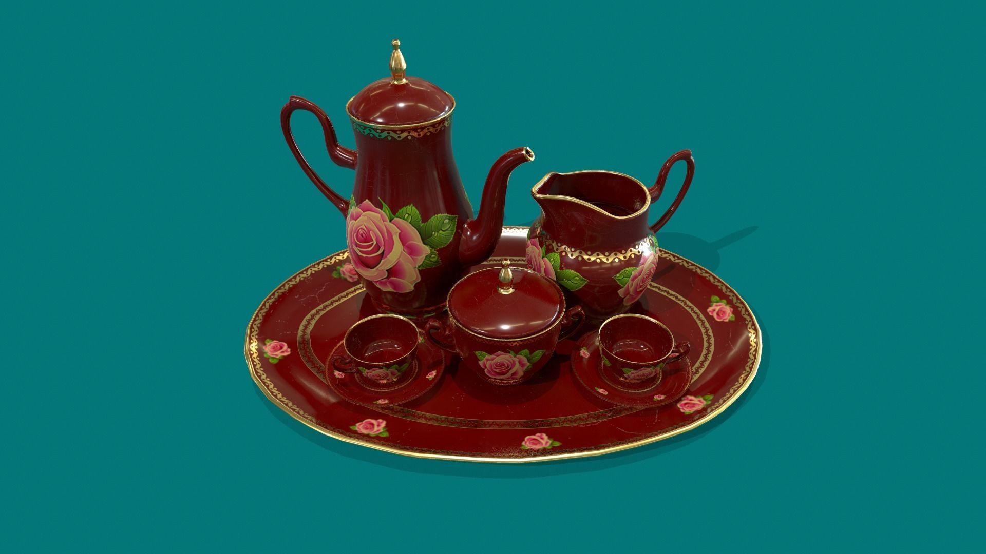 Porcelain Tea set 3D model_8