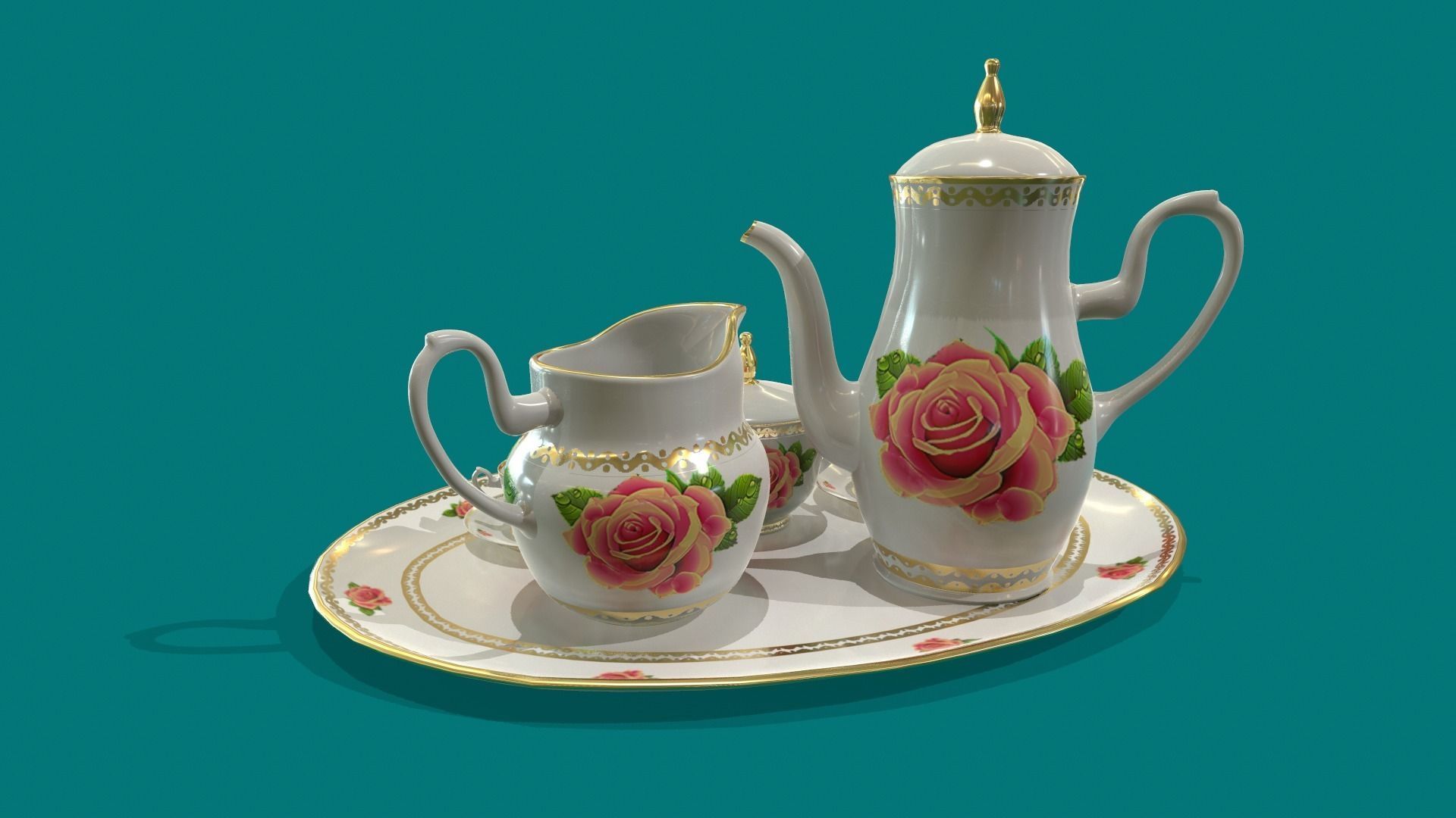 Porcelain Tea set 3D model_4