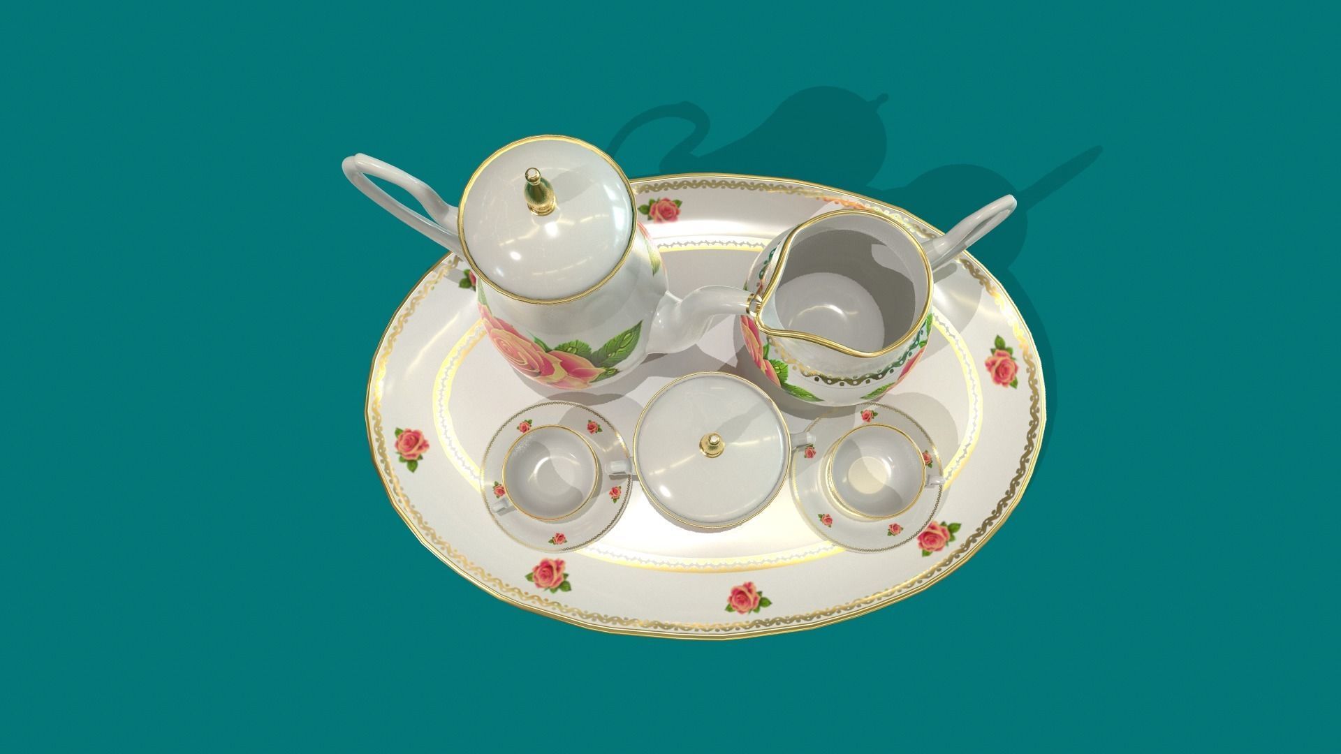 Porcelain Tea set 3D model_5