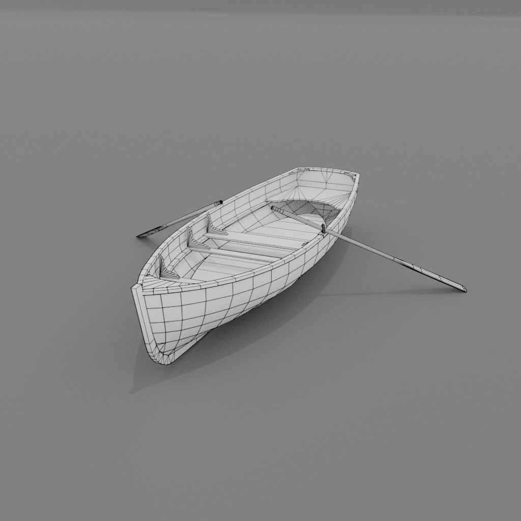 Wooden boat Low-poly 3D model Low-poly 3D model_5