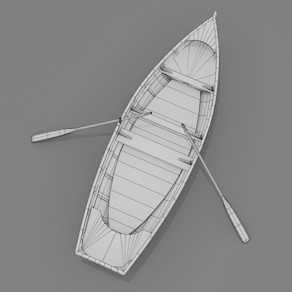 Wooden boat Low-poly 3D model Low-poly 3D model_7