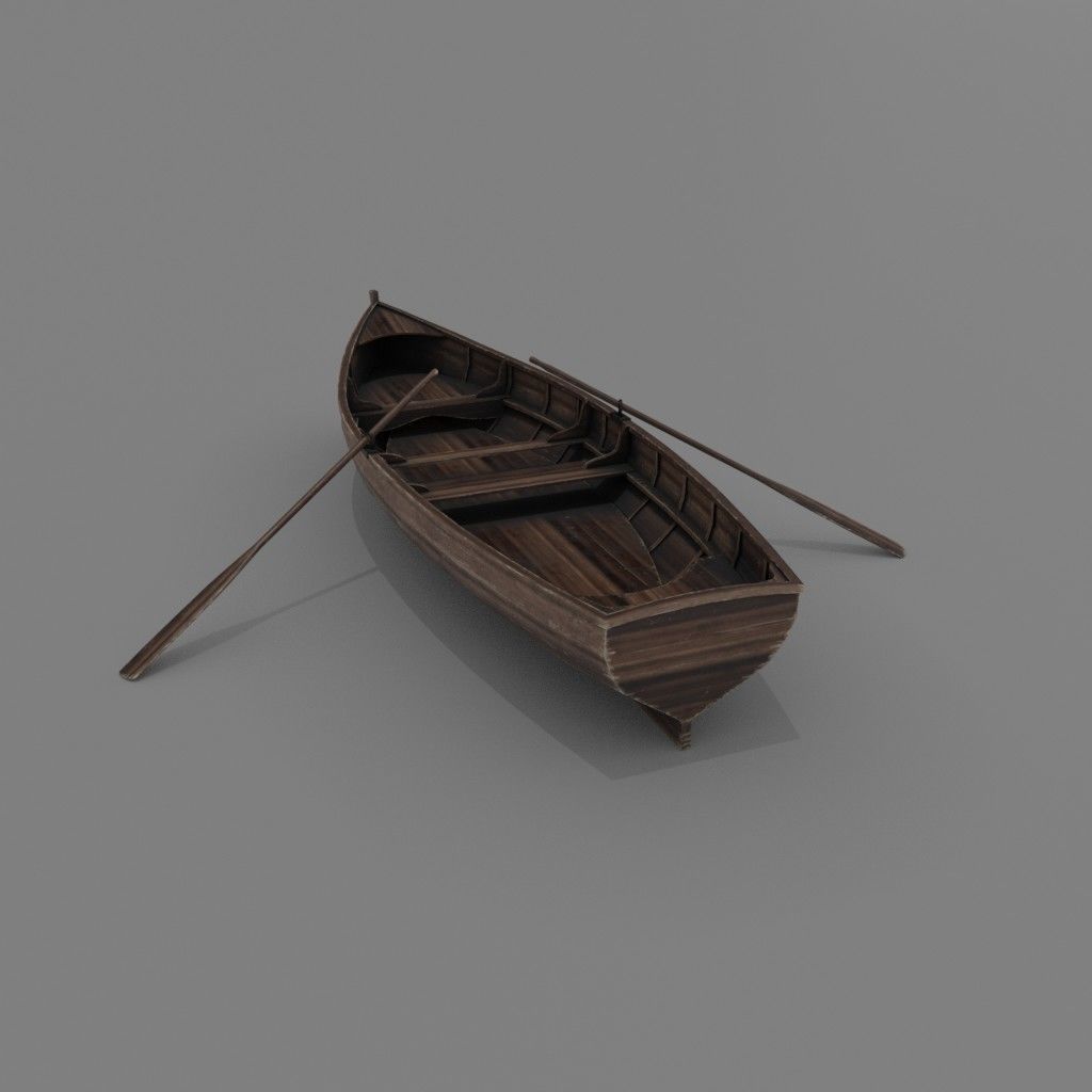 Wooden boat Low-poly 3D model Low-poly 3D model_1