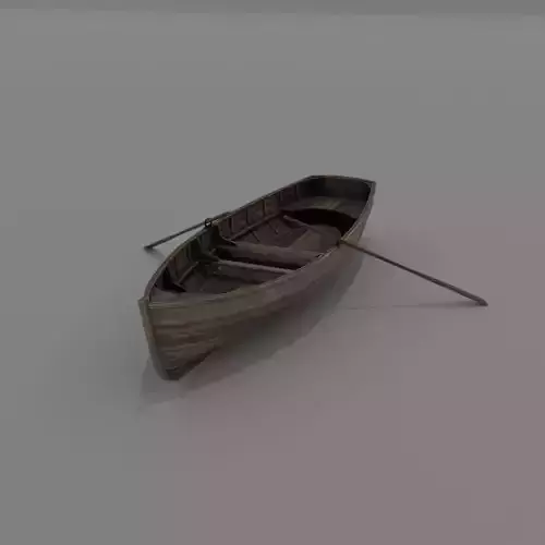 Wooden boat Low-poly 3D model