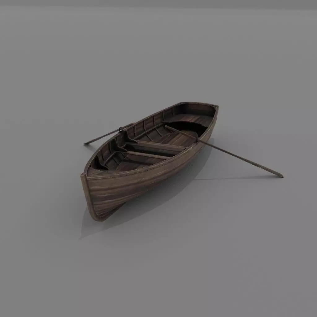 Wooden boat Low-poly 3D model Low-poly 3D model_0