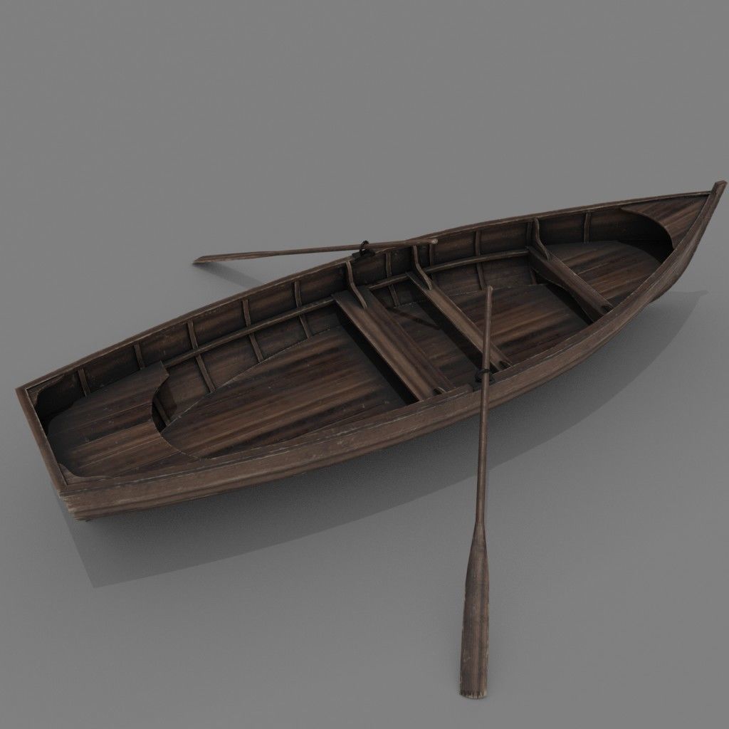 Wooden boat Low-poly 3D model Low-poly 3D model_4