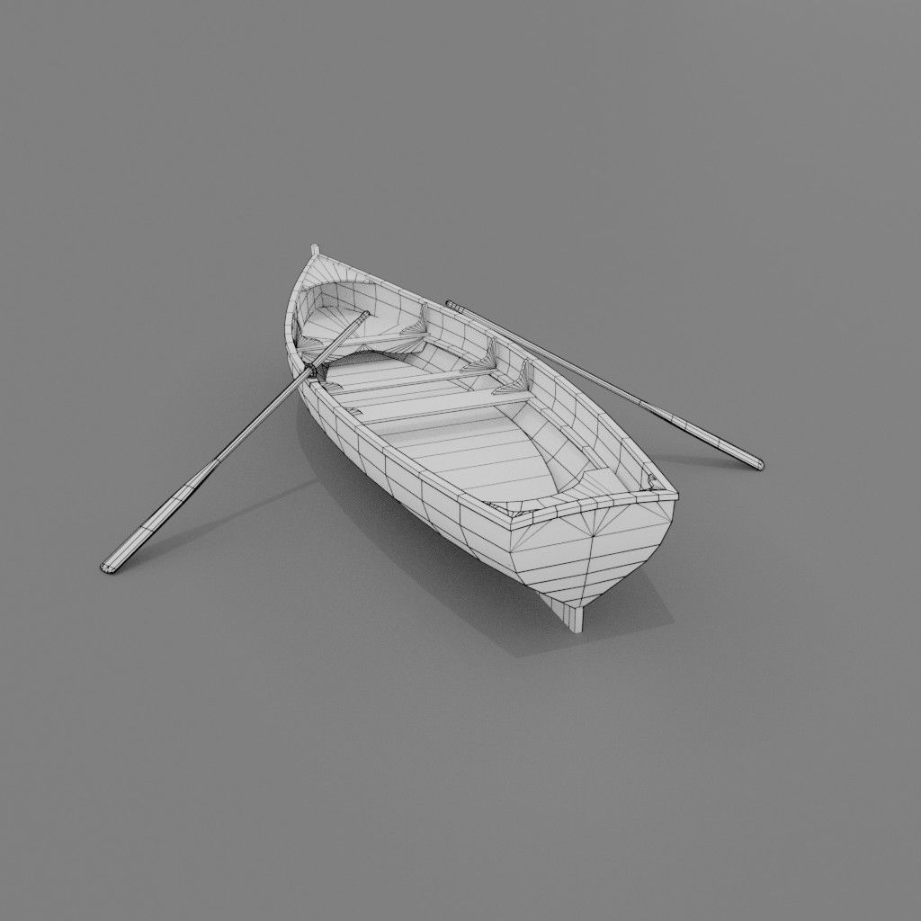 Wooden boat Low-poly 3D model Low-poly 3D model_6