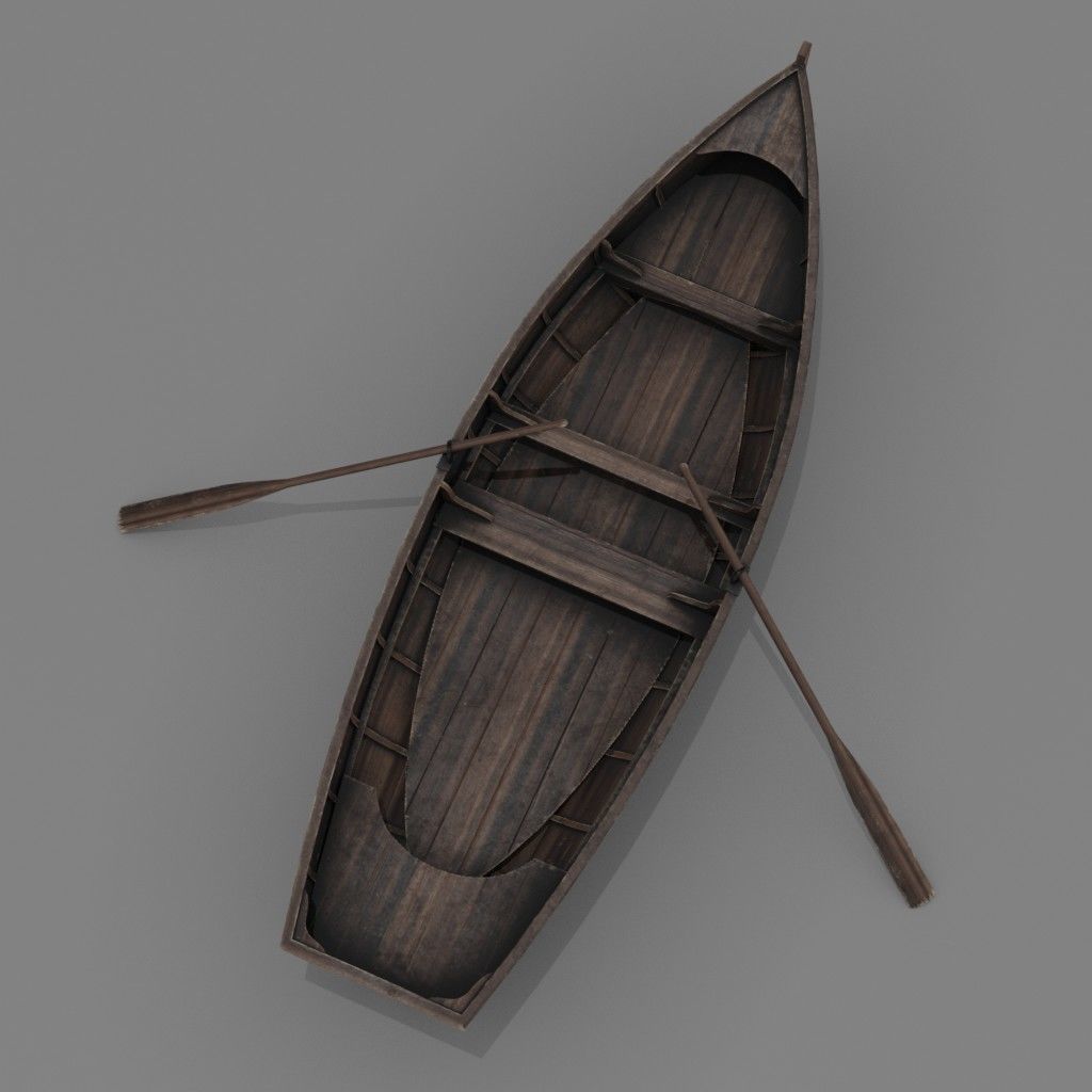 Wooden boat Low-poly 3D model Low-poly 3D model_2
