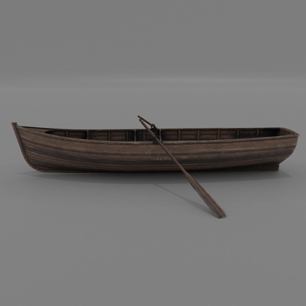 Wooden boat Low-poly 3D model Low-poly 3D model_3