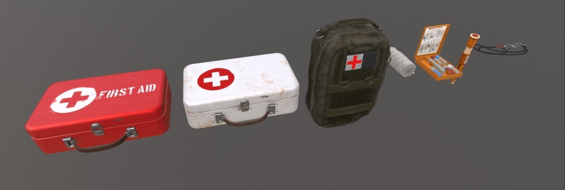 Medical Pack Objects for game Low-poly 3D model_5