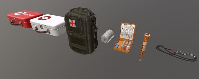 Medical Pack Objects for game Low-poly 3D model