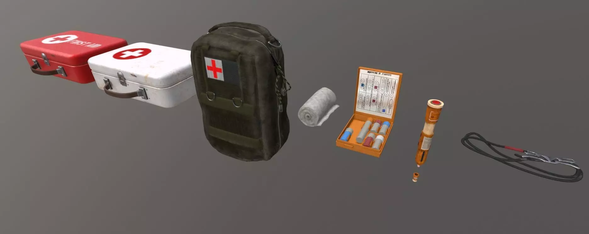 Medical Pack Objects for game Low-poly 3D model_0