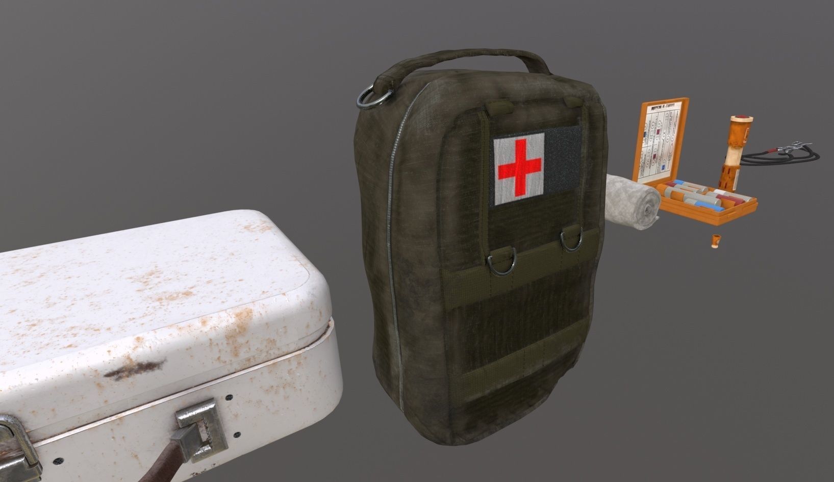 Medical Pack Objects for game Low-poly 3D model_12
