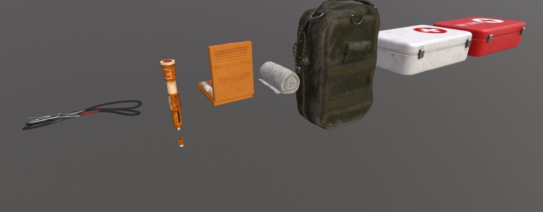 Medical Pack Objects for game Low-poly 3D model_6