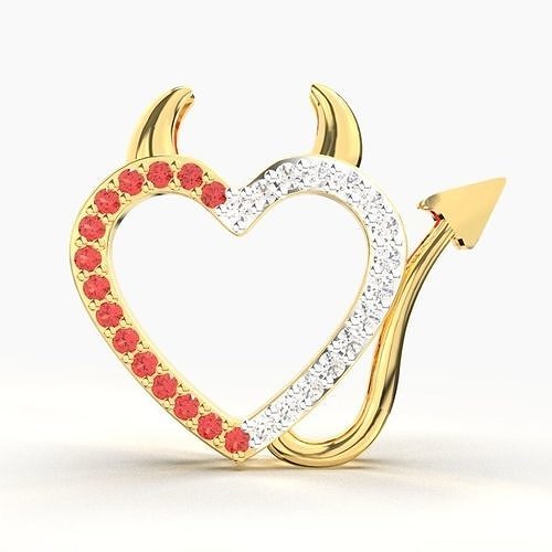 RUBY AND DIAMOND DEVIL HEART PENDANT 3D print model