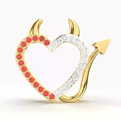 RUBY AND DIAMOND DEVIL HEART PENDANT