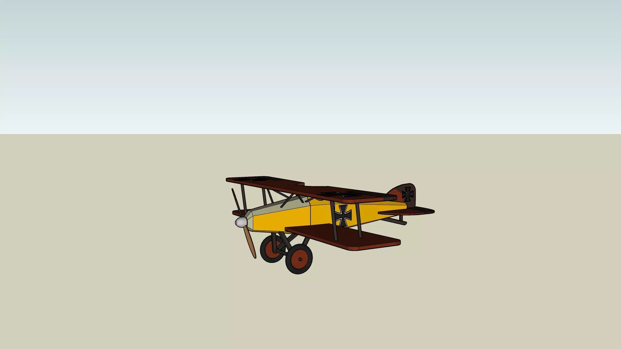 Toyplane biplane in desert Free 3D model
