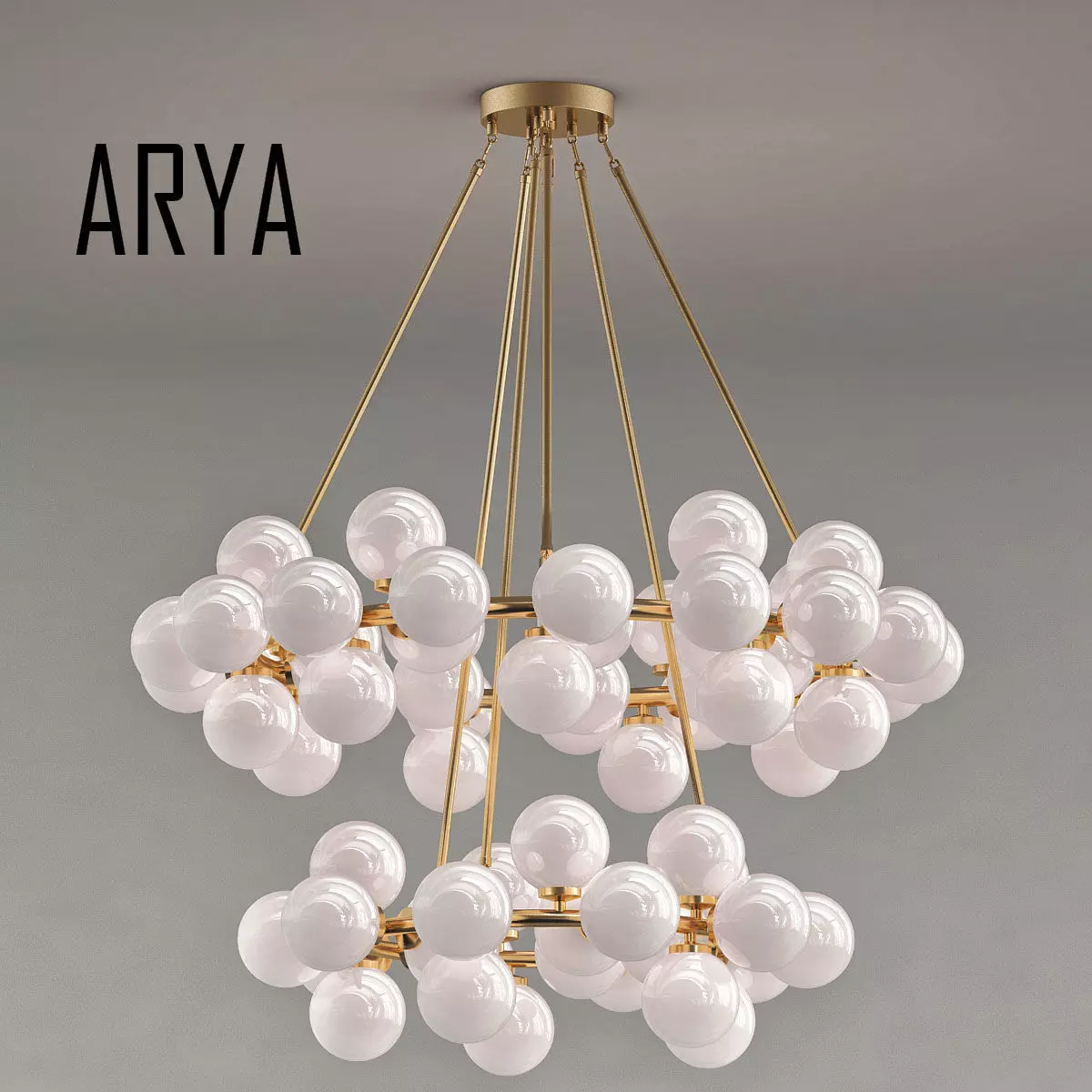 Arya 70 Light Satin Gold Chandelier 3D model