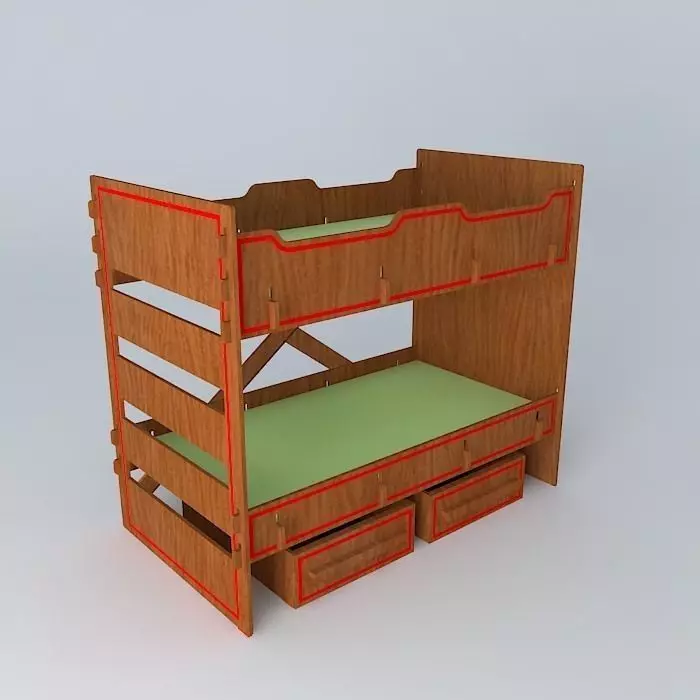 Bed Bunk Free 3D model