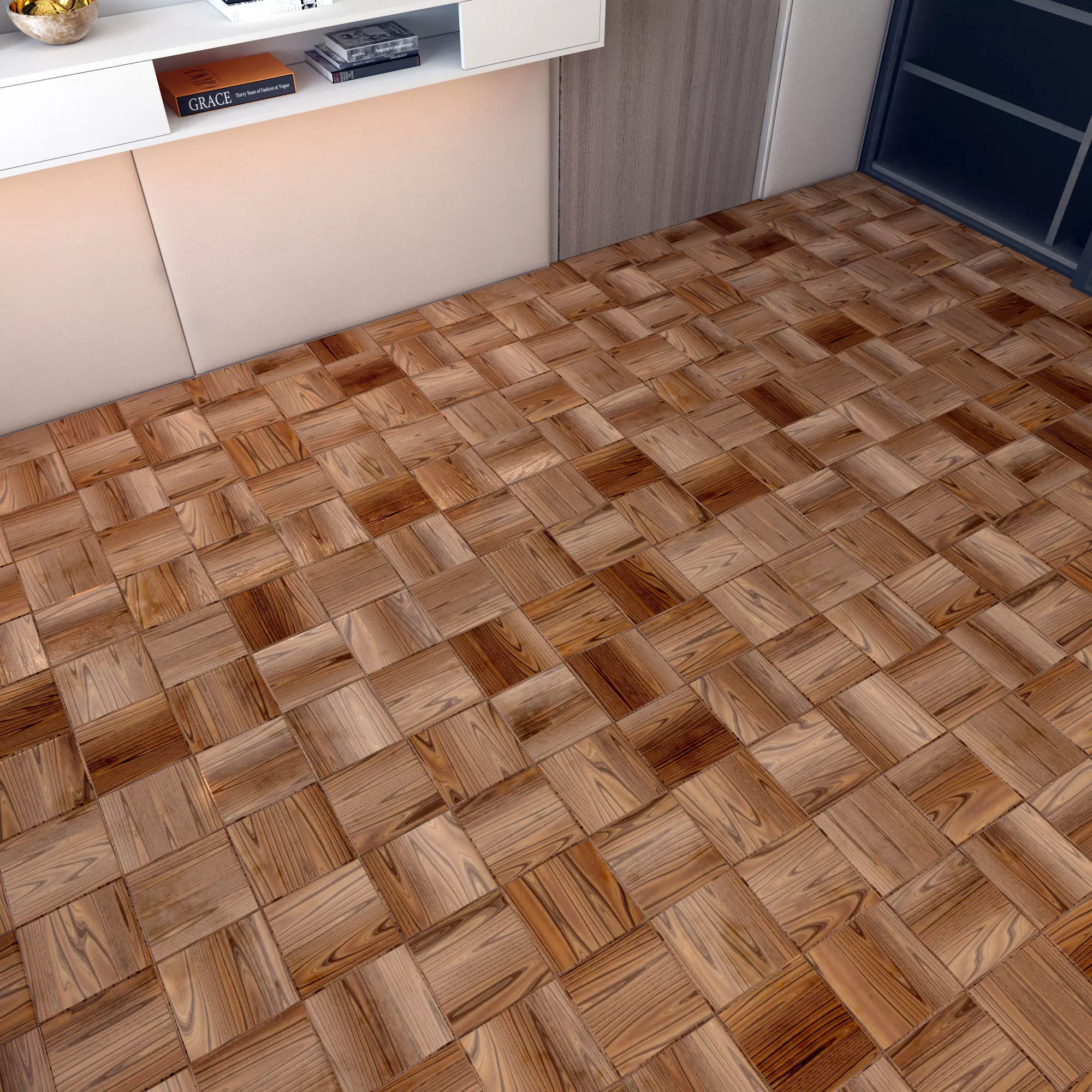 parquet wooden floor in kitchen 3D print model_0