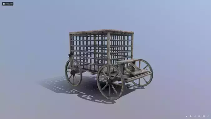 Medieval Prison Cart Prop Low-poly 3D model