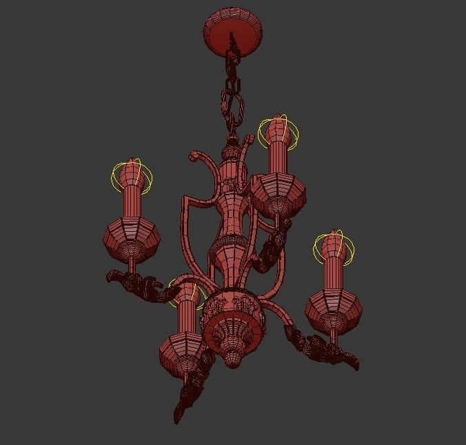 Florence 4 Light Mini Chandelier 3D model_3