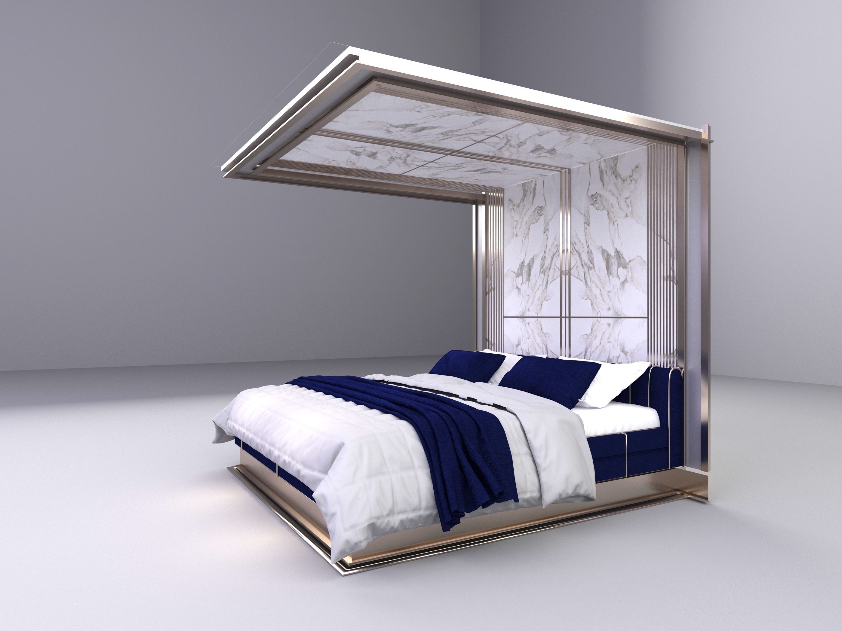 Master Bed Design 3D model_2