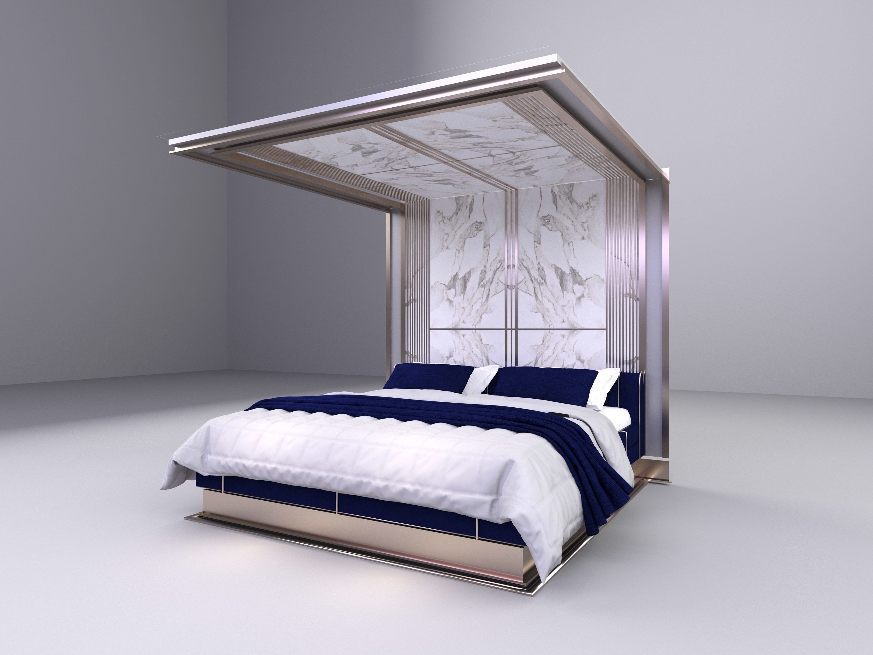 Master Bed Design 3D model_1