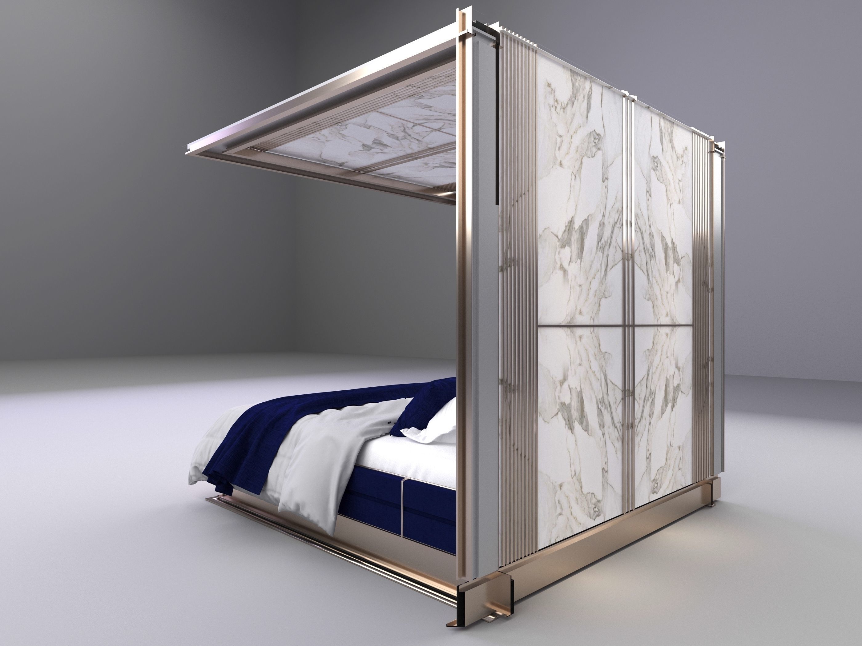 Master Bed Design 3D model_5