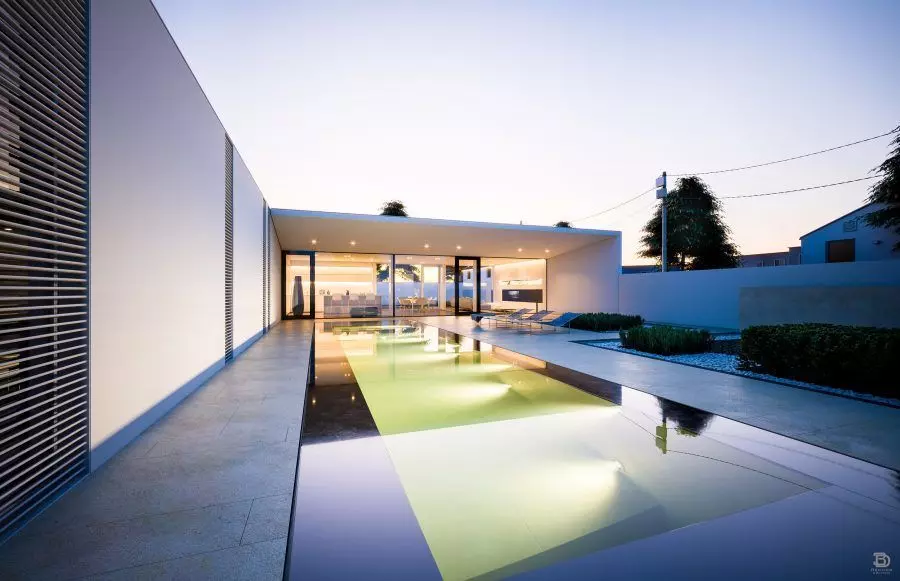 Modern Pool Villa V-ray 3 Cinema 4D 3D model_0