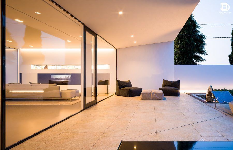 Modern Pool Villa V-ray 3 Cinema 4D 3D model_1