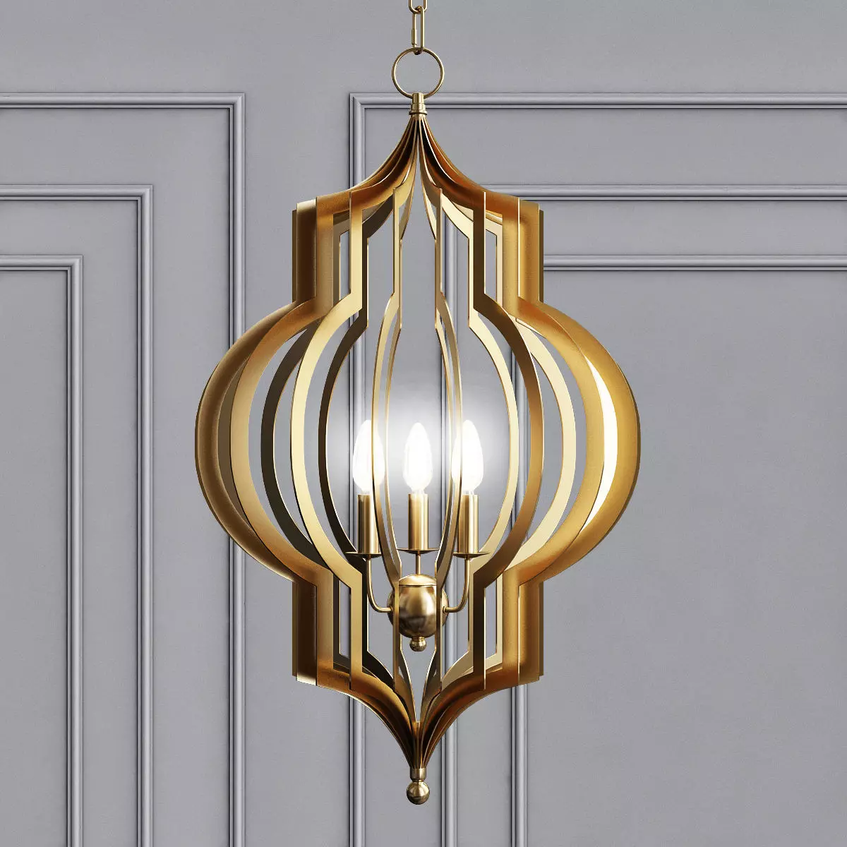Pattern Makers Large Golden 3 Light Pendant 3D model
