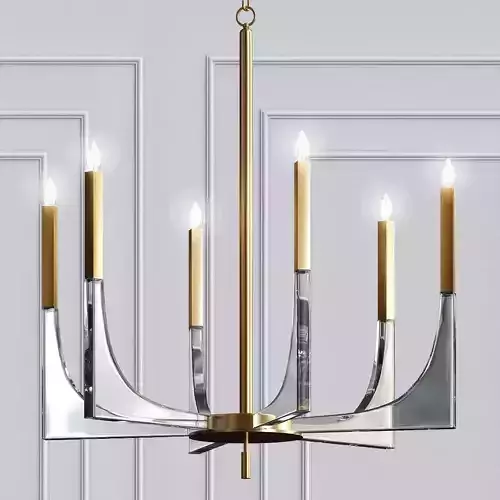 Acrylic Brass Finish Chandelier 6 Lights
