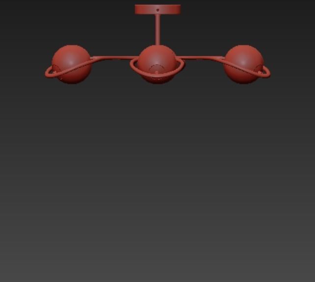 Chandelier light fixture with three balls 3D model_1
