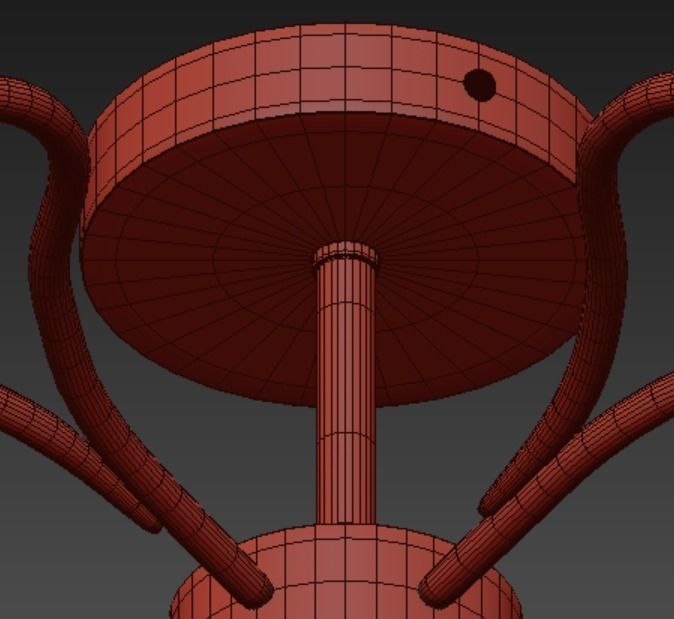 Chandelier light fixture with three balls 3D model_4