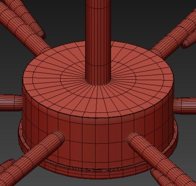 Chandelier light fixture with three balls 3D model_6