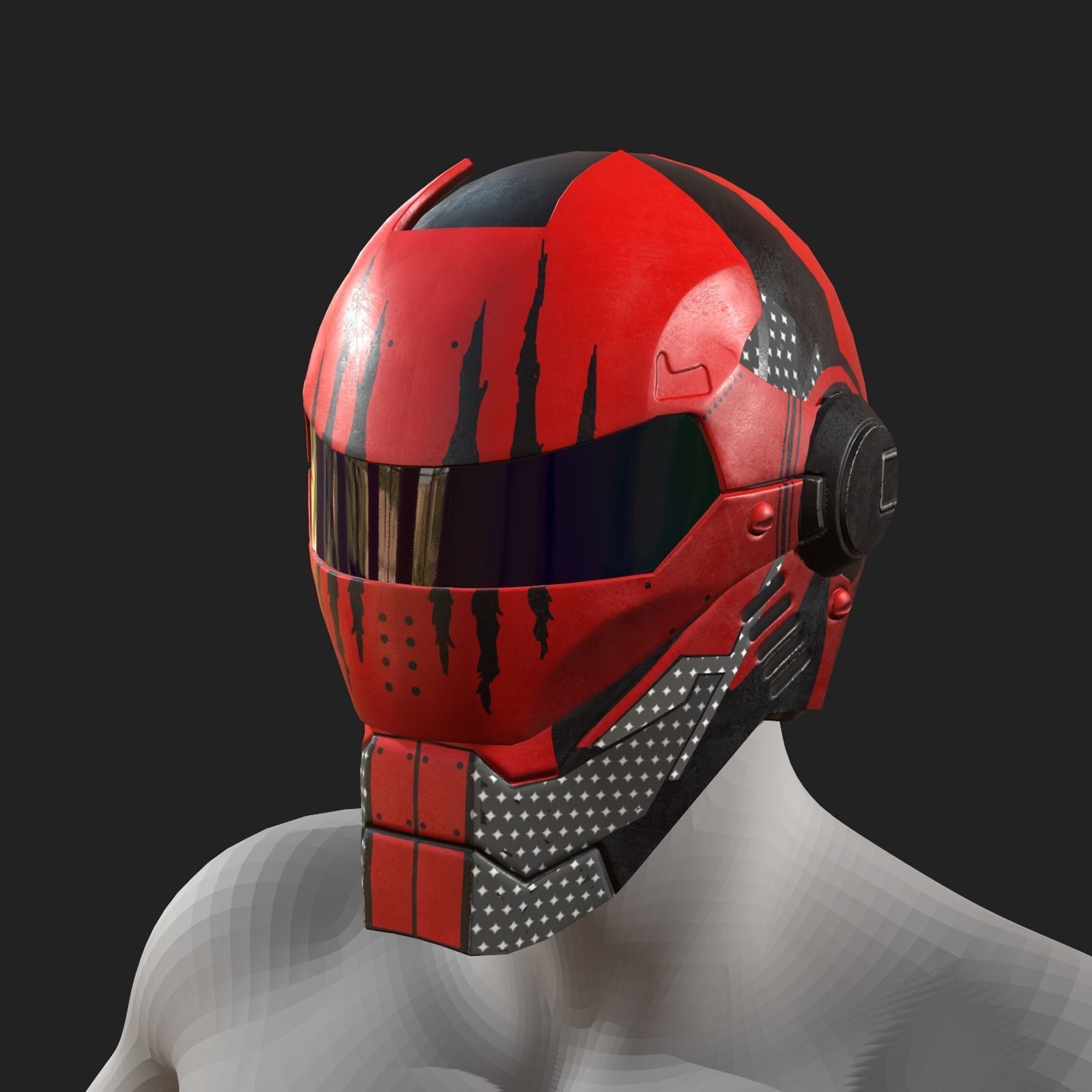 Helmet military Scifi low poly 3d model Low-poly 3D model_5