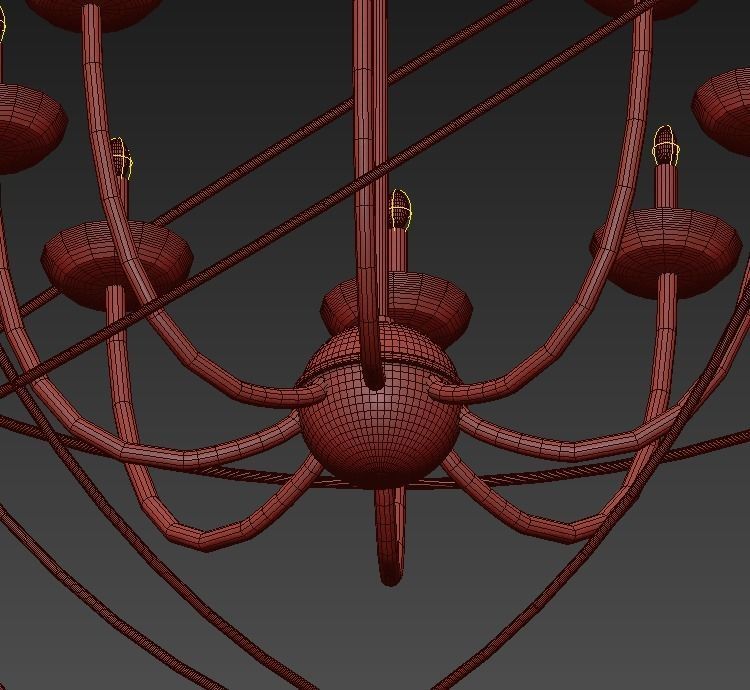 Gold Orbit 6 Light Chandelier 3D model_7