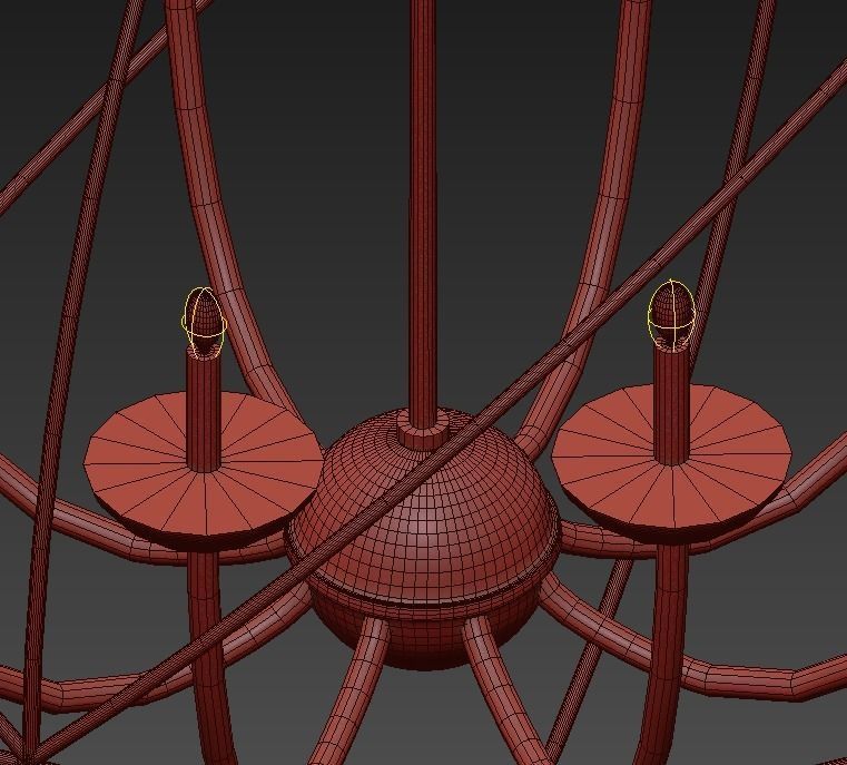 Gold Orbit 6 Light Chandelier 3D model_5