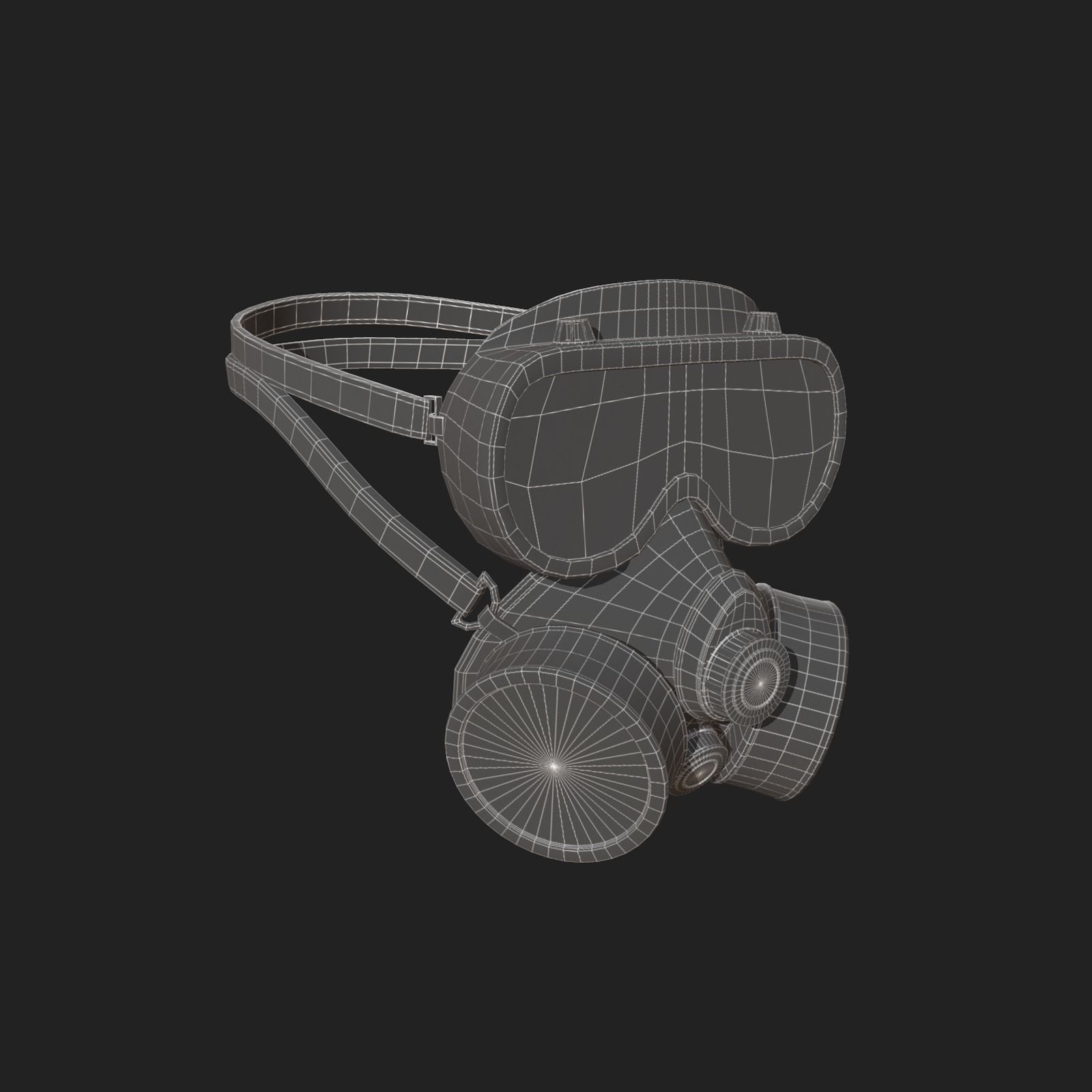 Gas mask helmet 3d model military combat  Low-poly 3D model_7