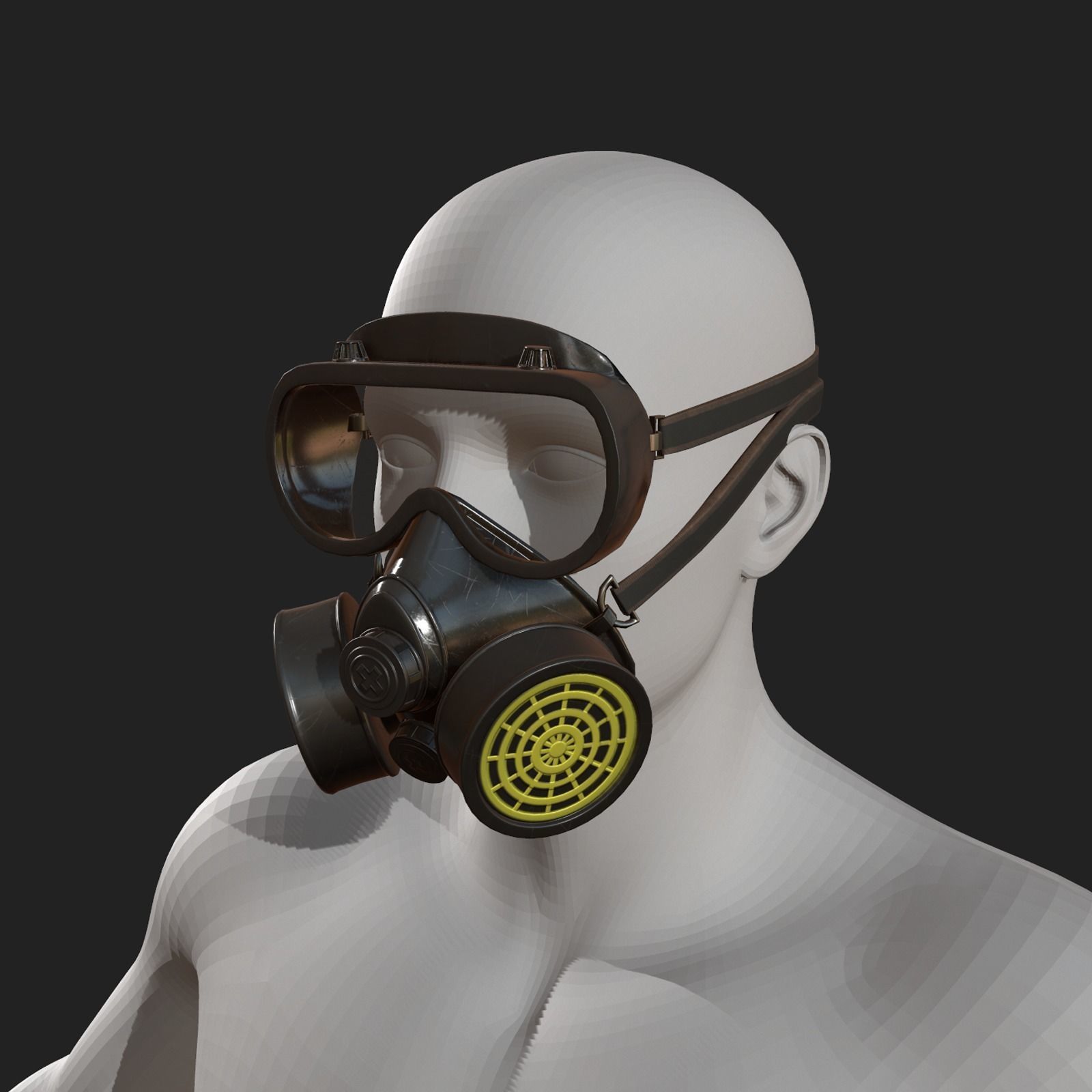Gas mask helmet 3d model military combat  Low-poly 3D model_5