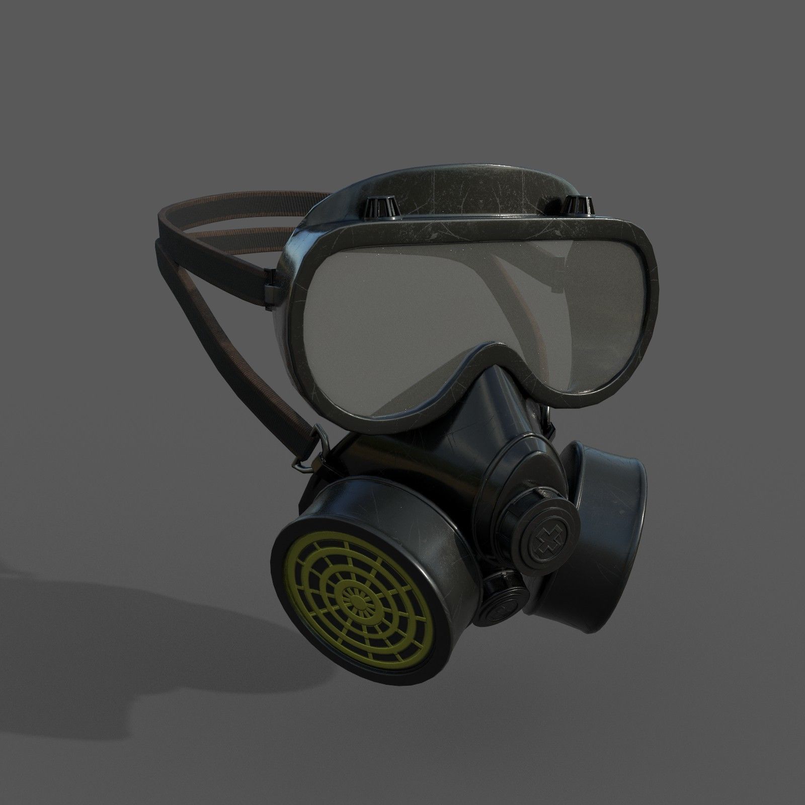 Gas mask helmet 3d model military combat  Low-poly 3D model_2